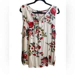 NWOT Papermoon Plus Size White Floral Sleeveless V Neck Top Blouse - Size 3XL